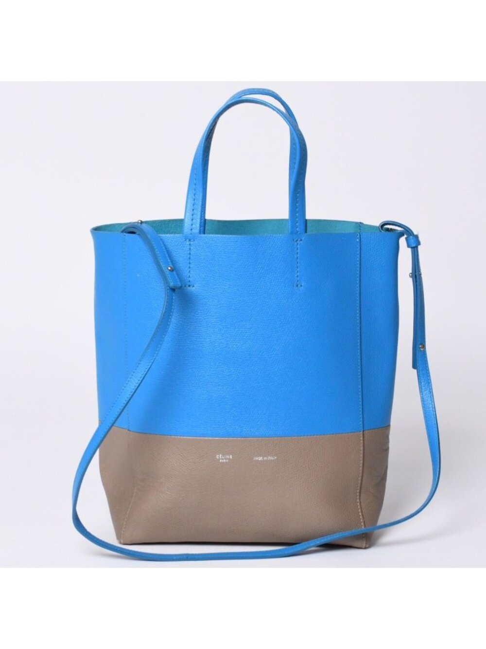 Celine Tote Bag 2-Way Small Vertical Leather Blue Khaki